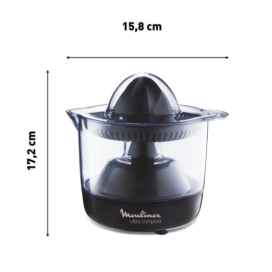 Moulinex Presse-agrume électrique, Double rotation, Capacité 0.45 L, Ultra Compact, Noir PC120870
