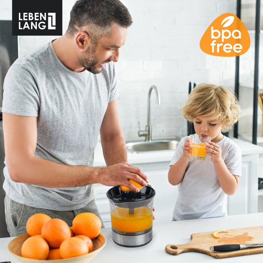 LEBENLANG Presse agrume electrique - 2 cônes & sans BPA I Haut rendement en jus I 700ml presse agrumes electriques I Presseur fruits automatiquePresse-agrumes de jus d'orange machine